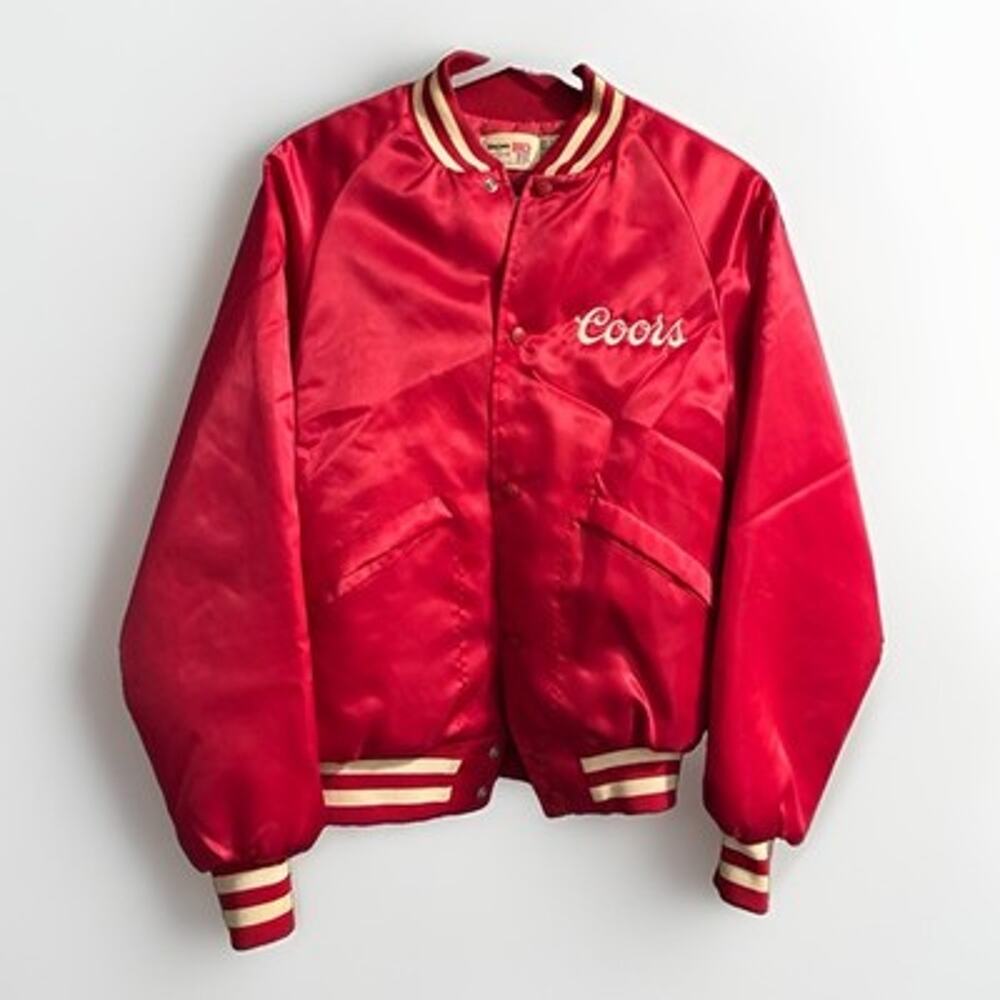 MADE IN USA Vtg Coors light Embroidered banquet King Louie Bomber jacket Sz Sm